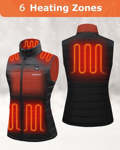 Venustas women's heated gilet with battery featuring 6 heating zones for optimal warmth and comfort