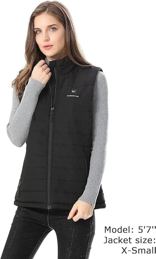 Venustas women's heated gilet with battery in black, perfect for cold weather layering
