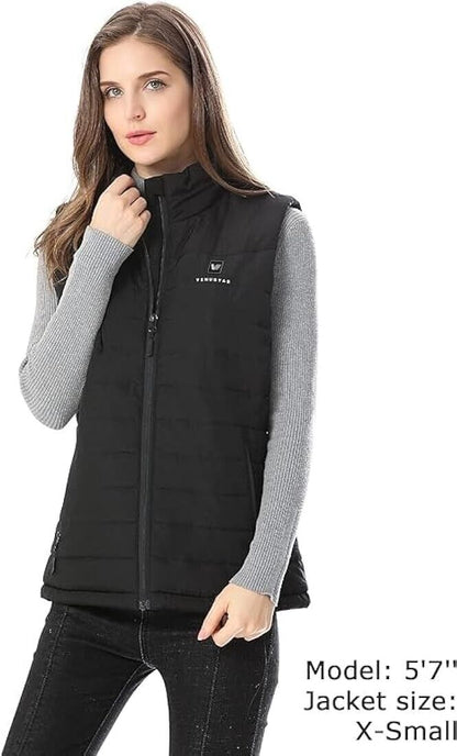 Venustas women's heated gilet with battery in black, perfect for cold weather layering