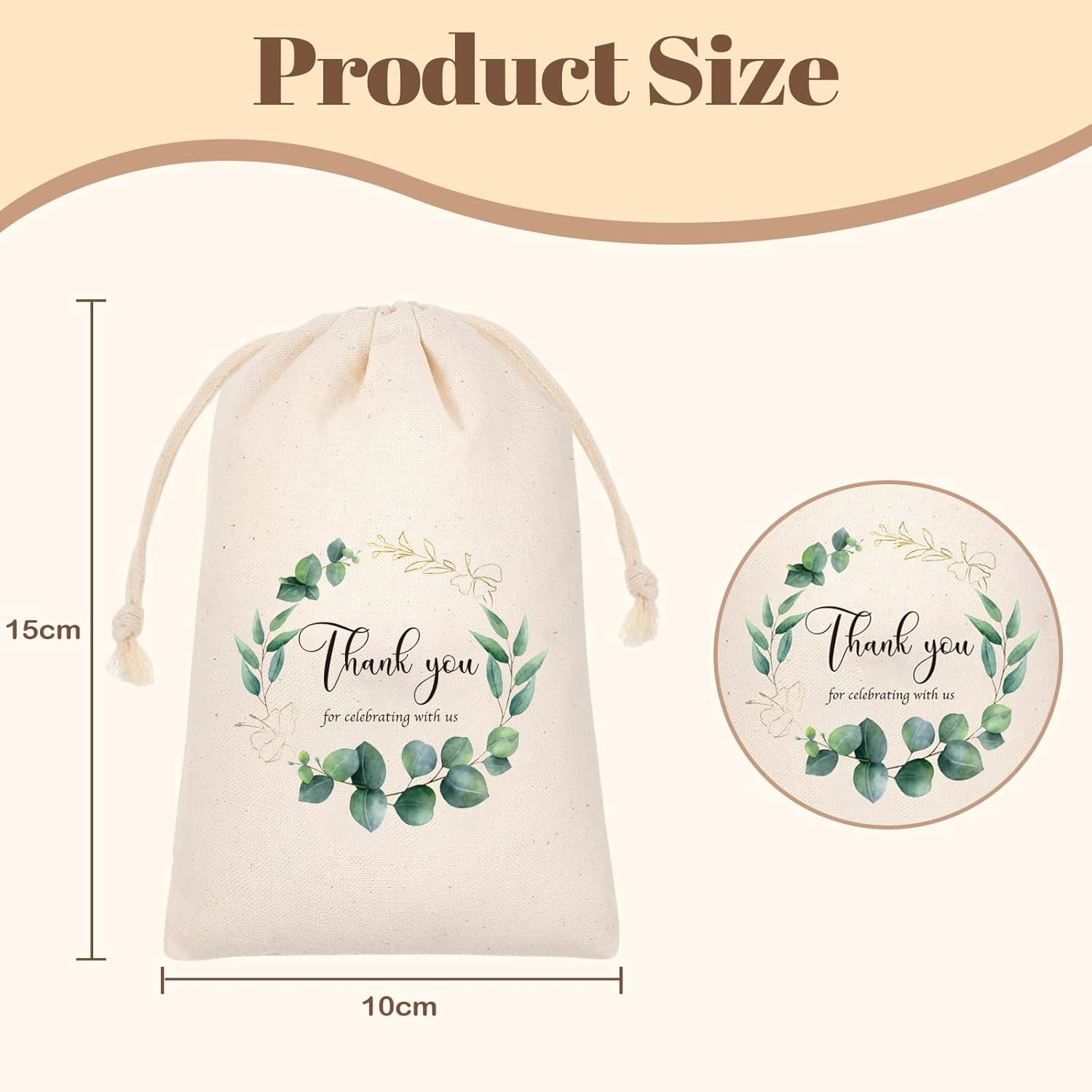 Wedding favour bags cotton linen with a delicate floral design, perfect for special events.