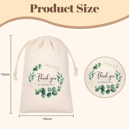 Wedding favour bags cotton linen with a delicate floral design, perfect for special events.