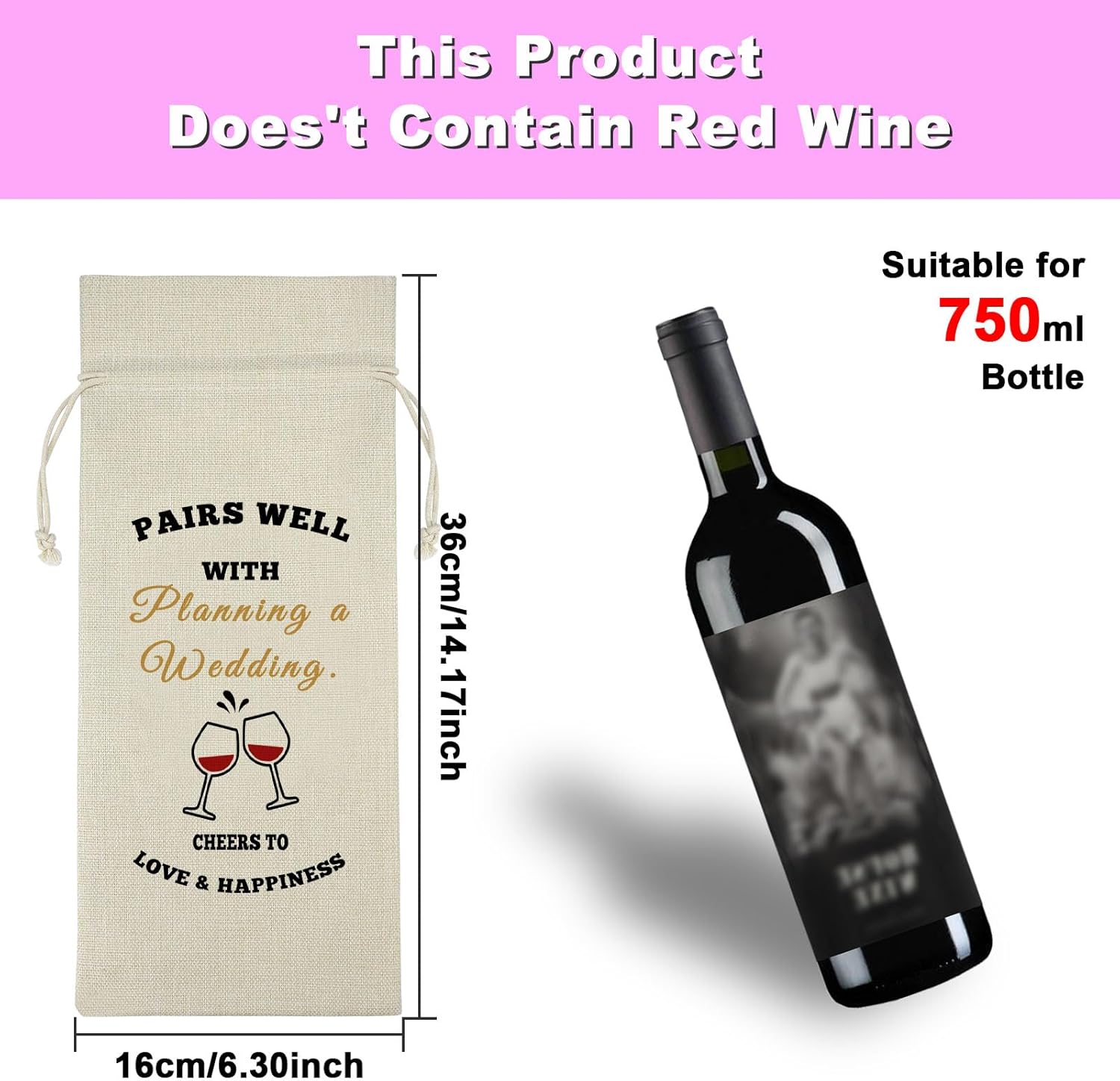 Ximalun wedding wine bag gift for 750ml bottles, features a charming design for wedding celebrations