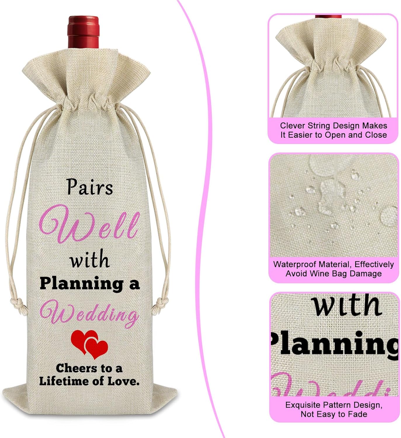Ximalun wedding wine bag gift with clever string design and waterproof material for weddings