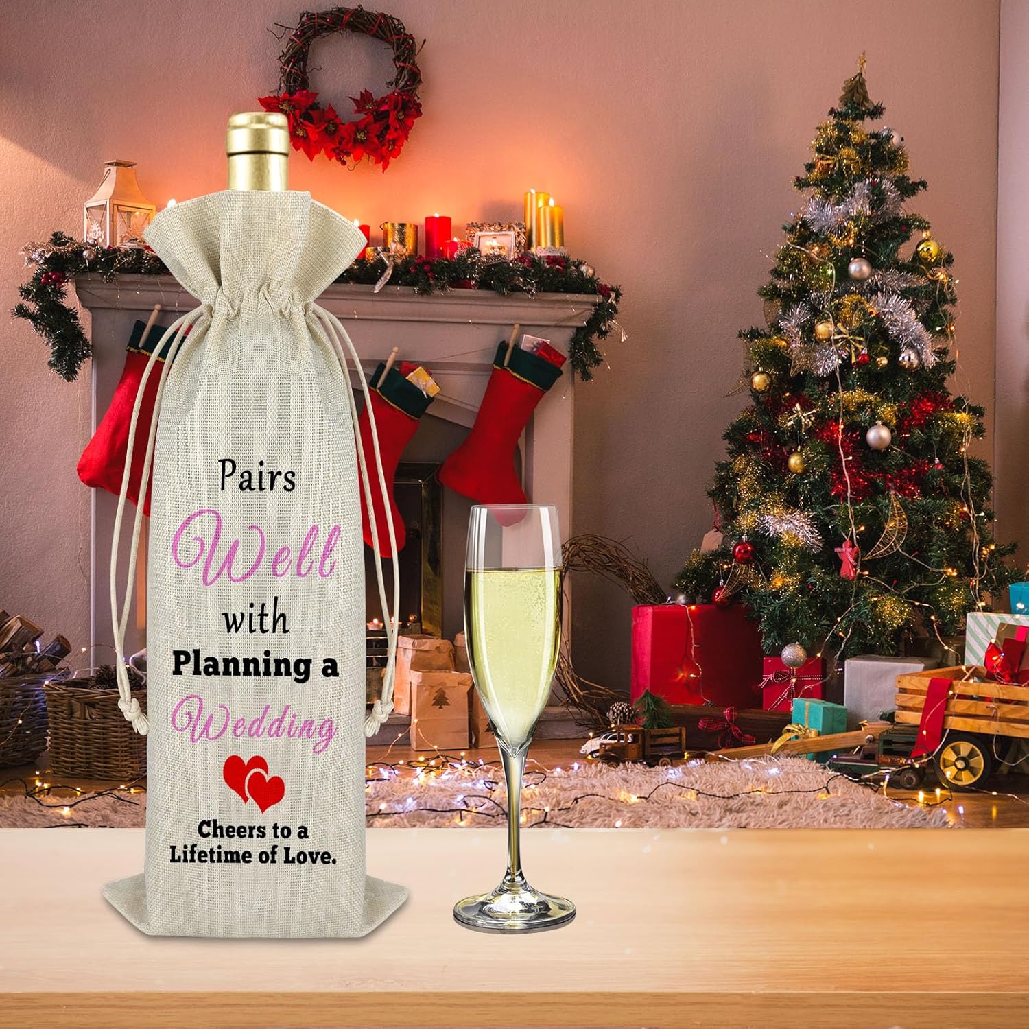 Ximalun wedding wine bag gift with heartfelt message for newlyweds, ideal for celebrations