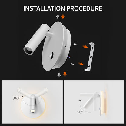 Installation procedure for Aisilan white LED wall sconce with touch control and adjustable angles