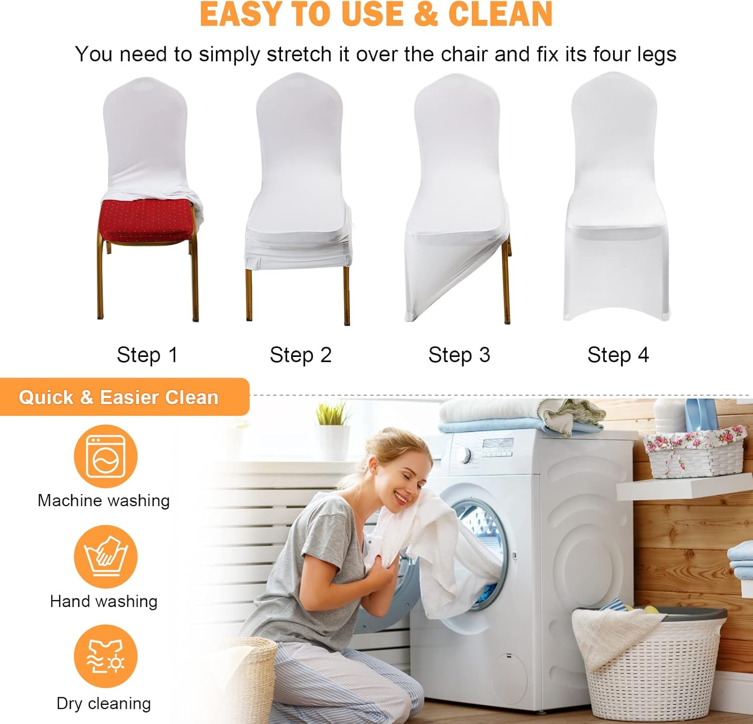 Step-by-step guide for using white polyester stretch chair covers for easy cleaning and installation