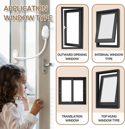 Bwintech white window restrictor pack for various window types including hanging and translation windows