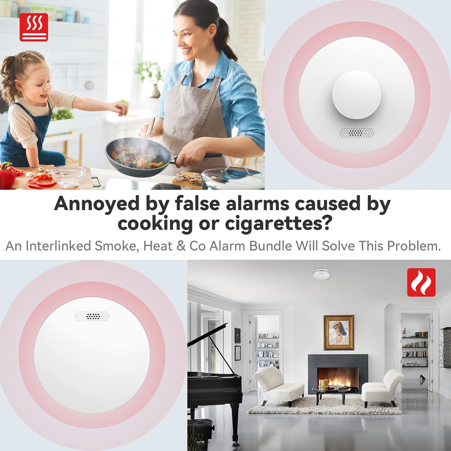 CPVan wireless interlinked smoke and carbon monoxide alarm for reducing false alarms in the home