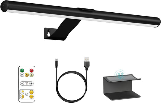 Wireless picture light rechargeable in black with remote control and USB charging cable for easy use