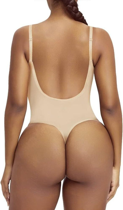 Beige backless shapewear for women designed for a smooth and flattering silhouette