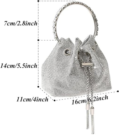 COAIMANEY women's evening clutch bag with a stylish silver finish and a unique handle design
