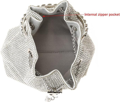 Inside view of COAIMANEY women's evening clutch bag featuring an internal zipper pocket