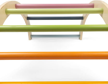 Bigjigs Toys wooden arched climbing frame with colourful horizontal rungs for active play