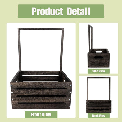Aitakatta elegant wooden baby gift basket in dark wood finish with open design for storage or gifting