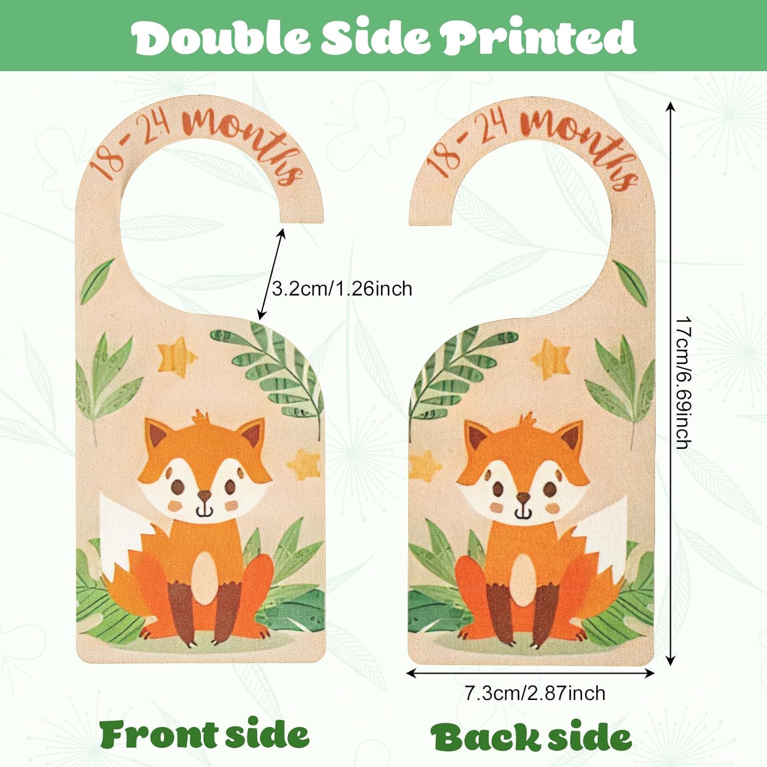 Vinuwu wooden baby wardrobe dividers featuring cute fox design for organising baby clothes by size