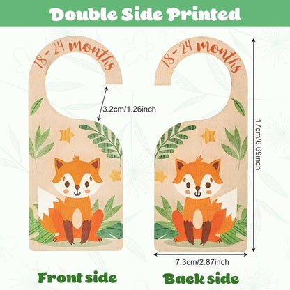 Vinuwu wooden baby wardrobe dividers featuring cute fox design for organising baby clothes by size