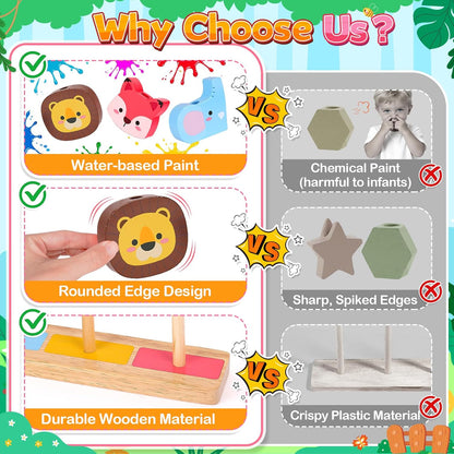 Lelechong wooden toy showcasing safe water-based paint and durable design for infants