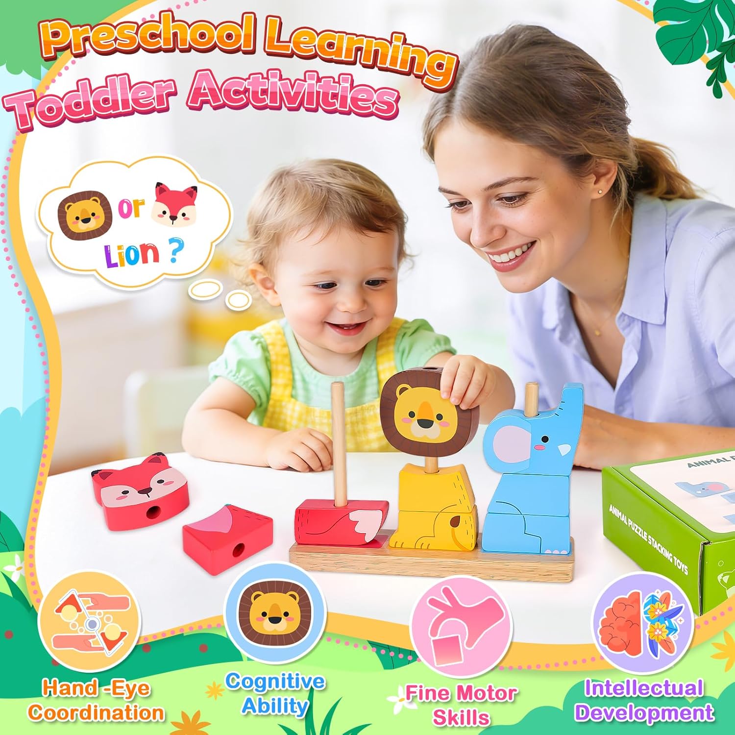 Lelechong wooden toy for preschool learning with engaging animal shapes for toddlers
