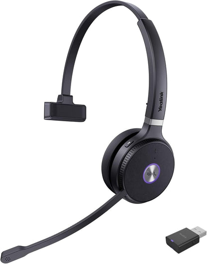 Yealink WH62 Mono wireless headset with sleek design and USB dongle for seamless connectivity