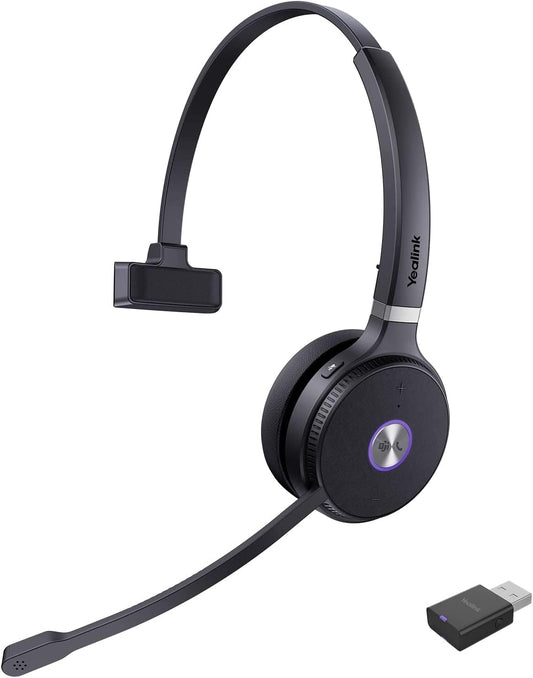 Yealink WH62 Mono wireless headset with sleek design and USB dongle for seamless connectivity