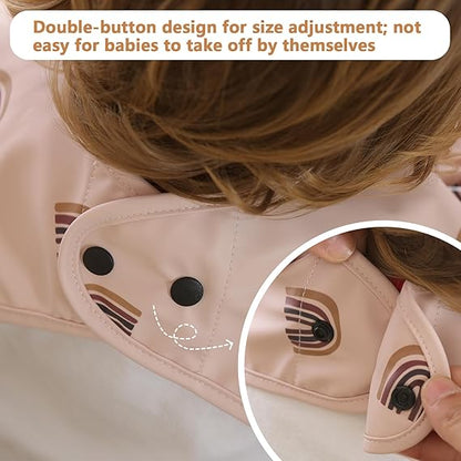 Yiupea waterproof long sleeve baby bibs with double-button design for easy size adjustment