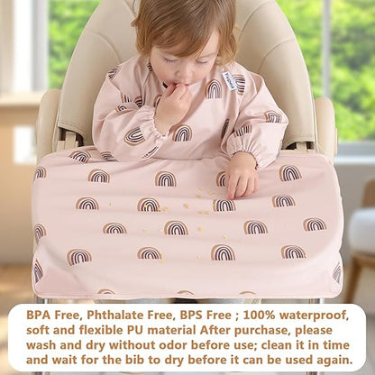 Yiupea waterproof long sleeve baby bibs in soft PU material for mess-free feeding