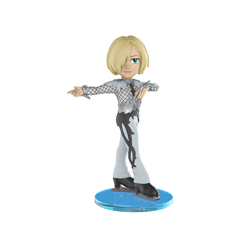 Funko Yuri on Ice Yurio figure in grey skating outfit on blue base, perfect for collectors