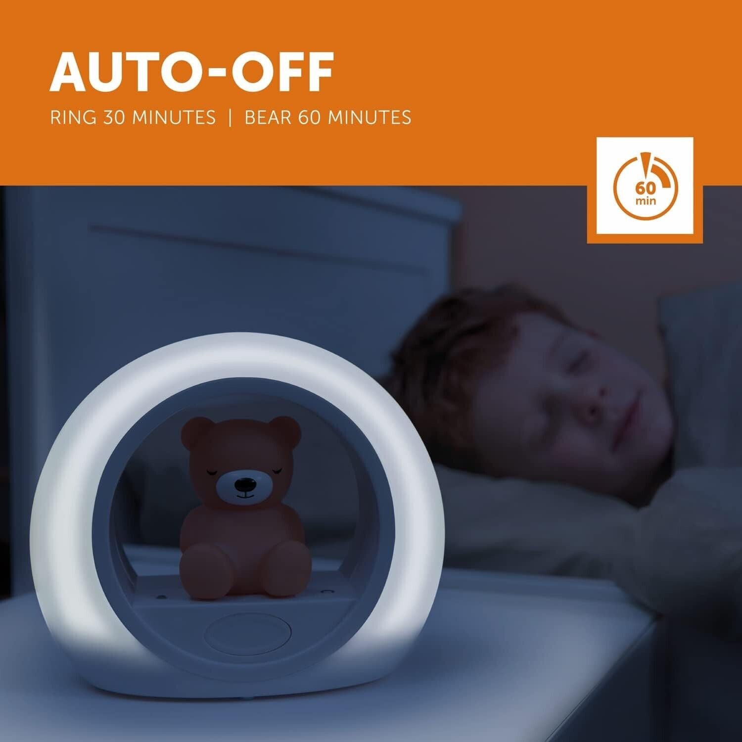 Zazu Billy the Bear nightlight with auto-off feature, perfect for children’s bedtime routines