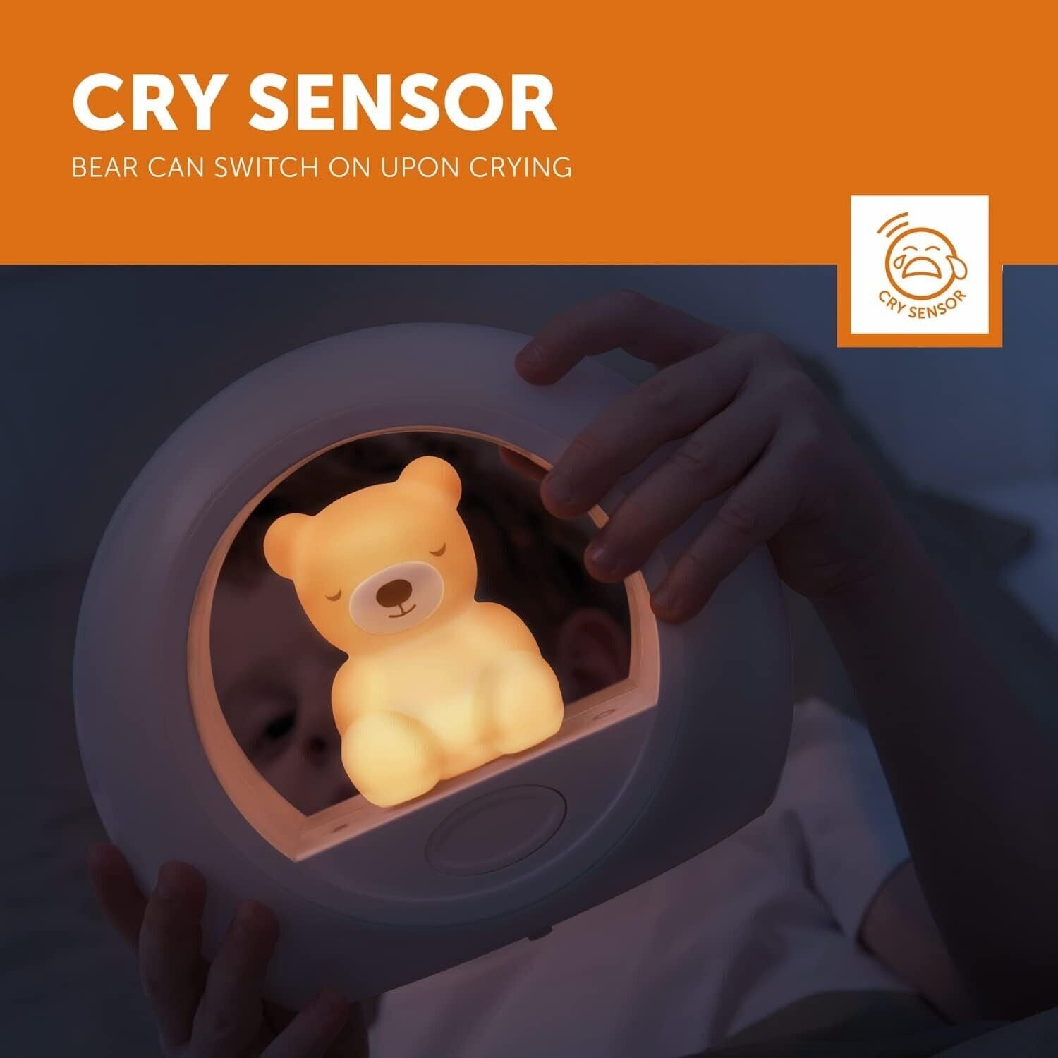 Zazu Billy the Bear nightlight with cry sensor feature for comforting children at night