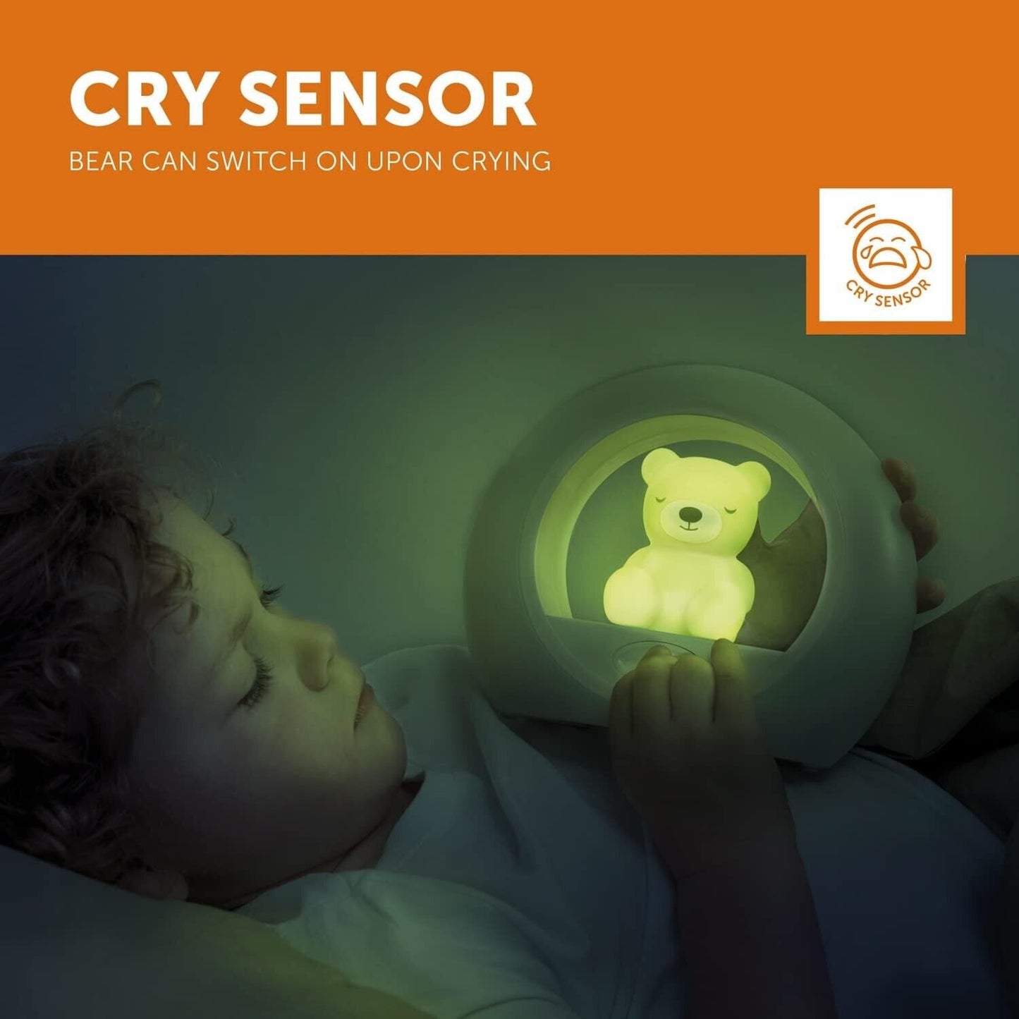 Zazu Billy The Bear nightlight with cry sensor for comforting light during night-time for children