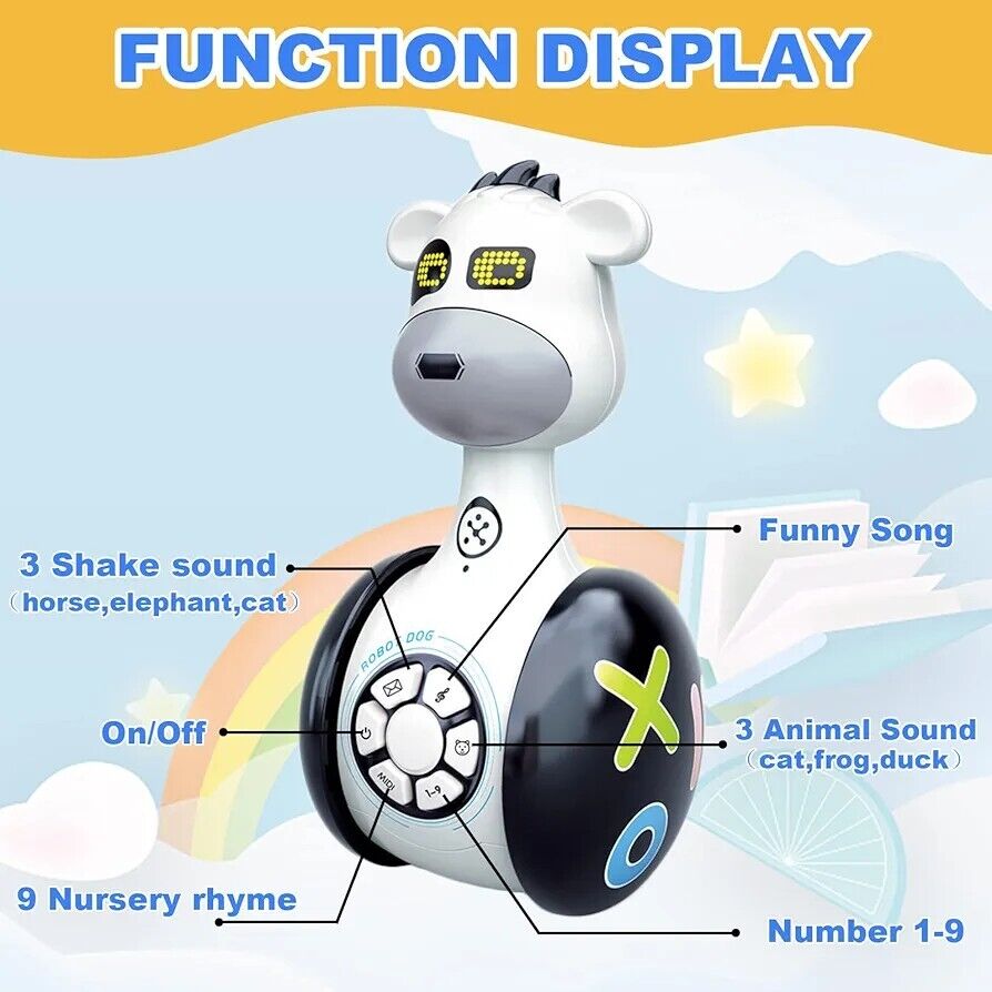 Zebra robot musical toy with animal sounds, nursery rhymes and funny songs for children's entertainment