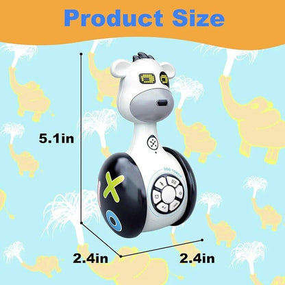 Zebra robot musical toy with a playful design and size measurements of 5.1 inches tall