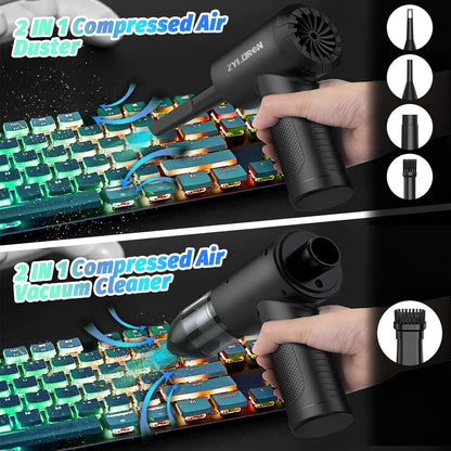 Zyloren compressed air duster and vacuum cleaner for efficient keyboard cleaning and dust removal