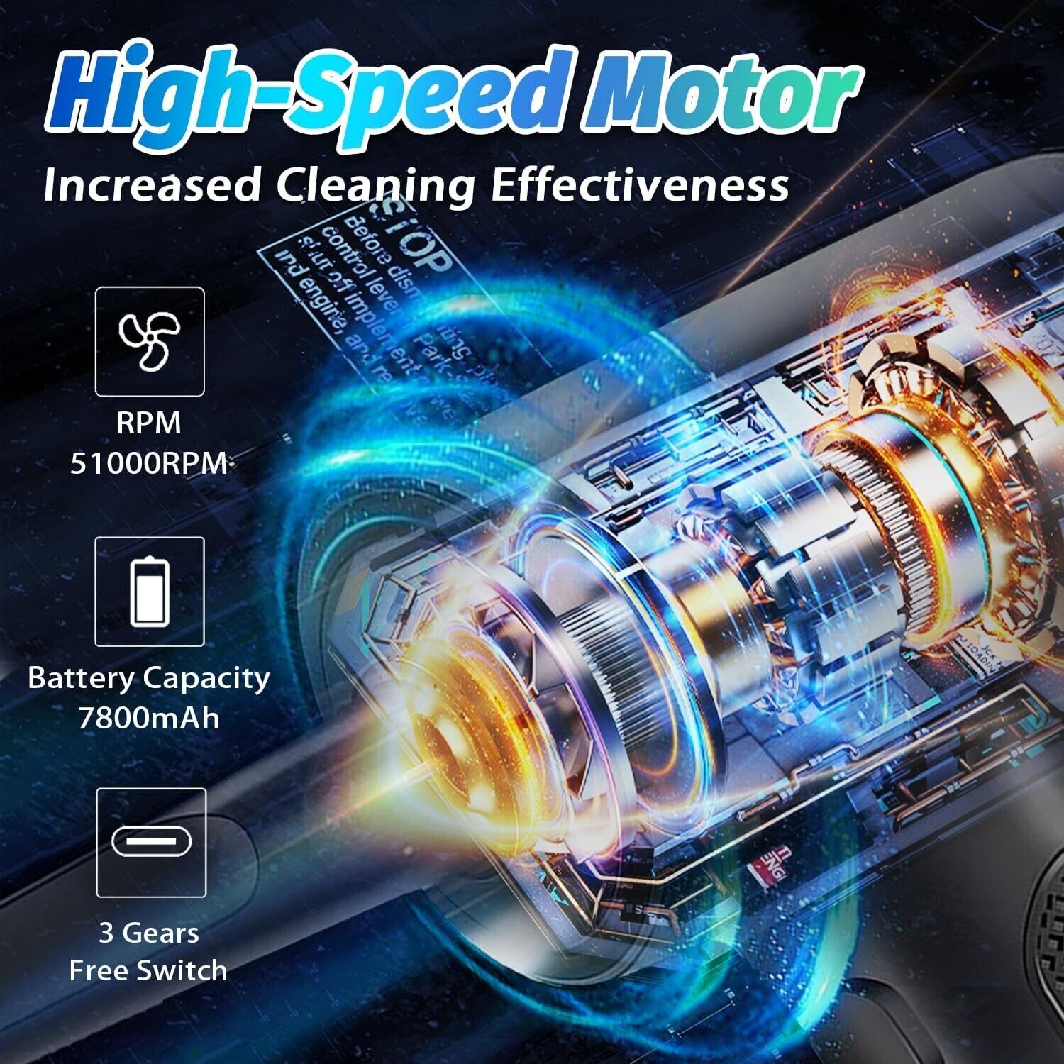 Zyloren compressed air duster with high-speed motor and 7800mAh battery for effective cleaning