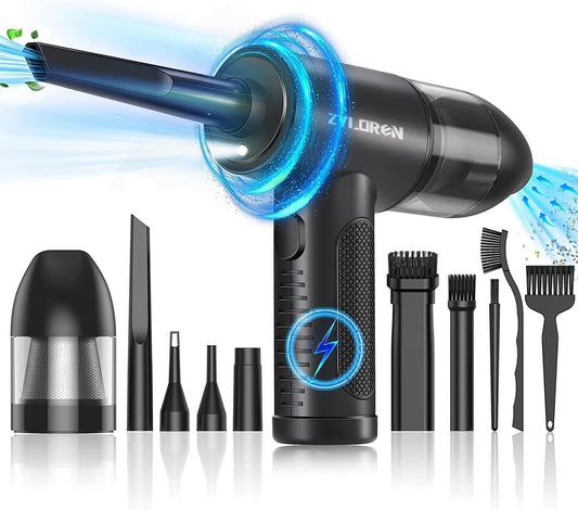 Zyloren compressed air duster with multiple attachments for efficient cleaning of electronics and hard-to-reach areas